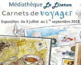 Exposition Carnets de Voyages à la médiathèque.<br>Du 3 juillet au 2 septembre.  http://www.domduf.com/